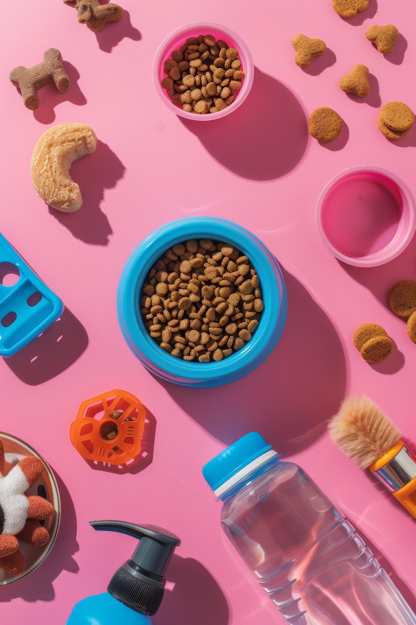 pet-accessories-pink-background-including-bowl-brown-kibble-water-bottle-toys_1252624-41179